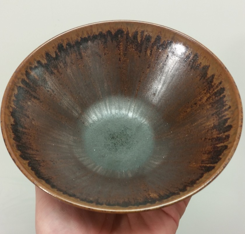 100 Basalt Glaze Material on Porcelain, fired to 1265C in Oxidation